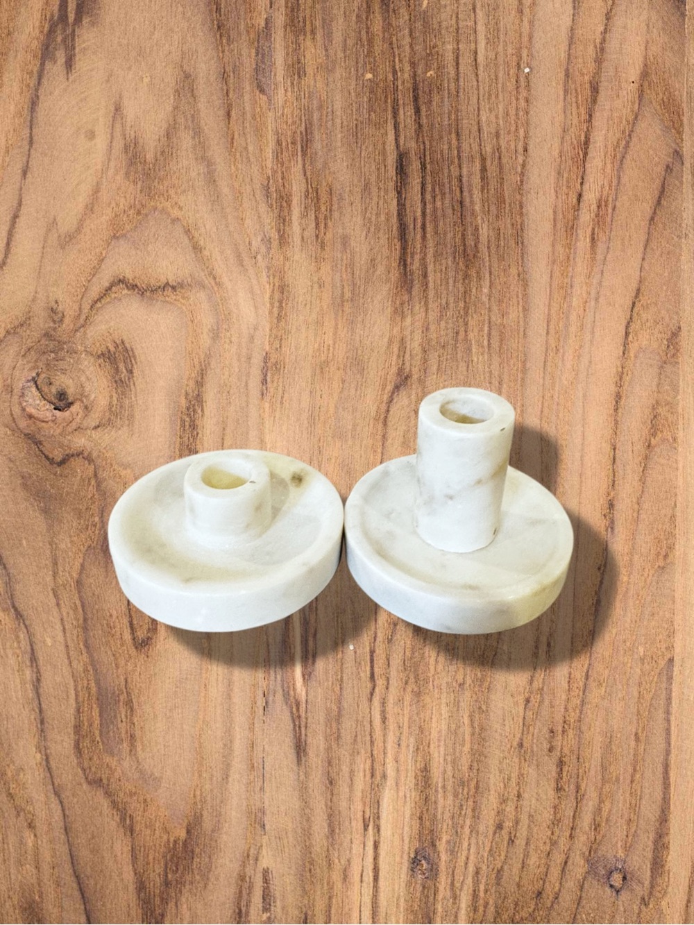 Threshold White Marble Taper Candle Holders (Pair)